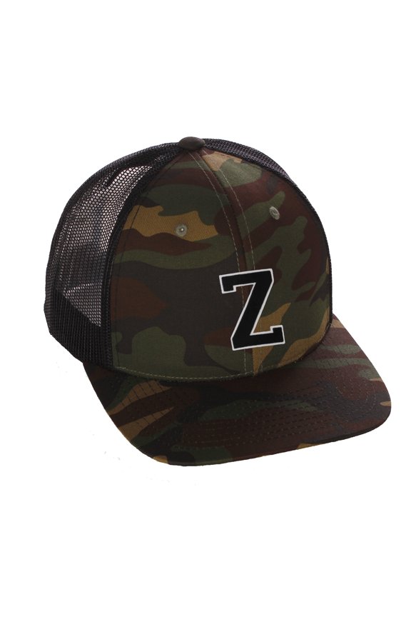 Structured Trucker Mesh Hat Custom Colors Letter Z Initial Baseball Mid Profile
