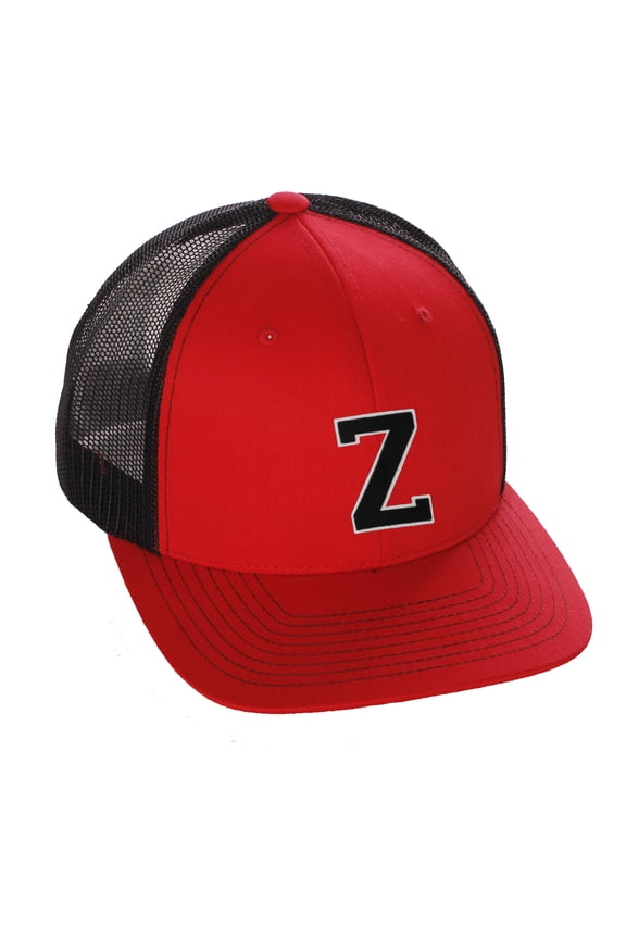 Structured Trucker Mesh Hat Custom Colors Letter Z Initial Baseball Mid Profile