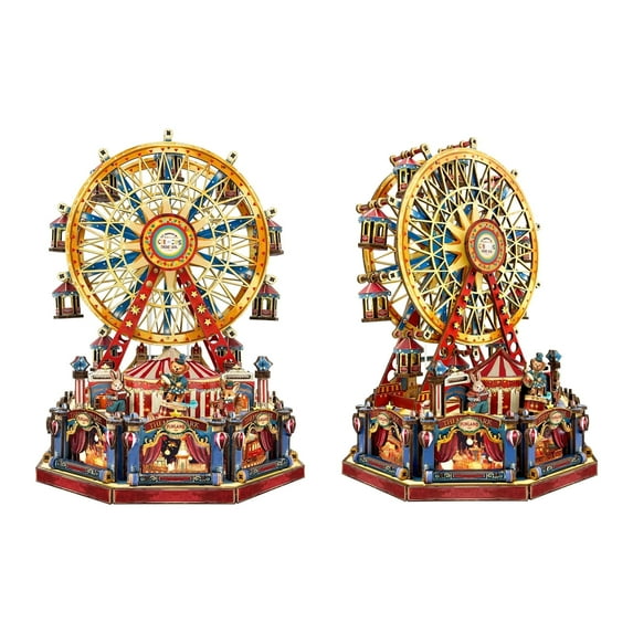 Strucwood DIY Book Nook Kit Century Ferrls Wheel Wooden Puzzles with LED Lights,3D Crafts Hobbies,Gifts for Adults(SQ-69)