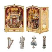 Strucwood DIY Book Nook Kit Dreamland Theater Wooden Puzzles with LED Dust Cover,3D Crafts Hobbies Gifts for Adults SQ-64