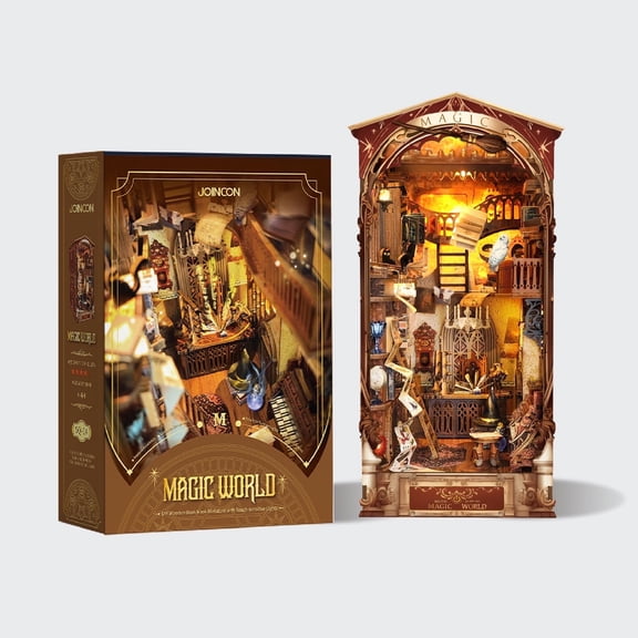 Strucwood DIY Book Nook Kit Magic World Wooden Puzzles with LED Dust Cover,3D Crafts Hobbies Gifts for Handicraft EnthusiastsSQ-14