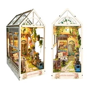 Strucwood DIY Book Nook Kit Sylvia Garden Wooden Puzzles with LED Dust Cover,3D Crafts Hobbies Gifts for AdultsSQ-22