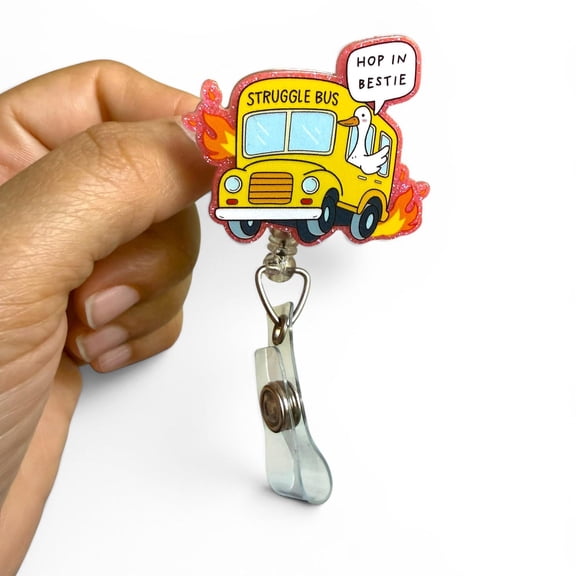 Struggle Bus Badge Reel | Funny Nurse Badge Reel | Healthcare Worker Gift | CNA Badge Holder | Nurse Life Accessory | Retractable ID Reel |