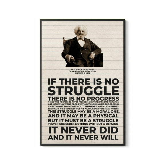 If There Is No Struggle - There Is No Progress Frederick Douglass Sayings Wall Decor Inspirational Motivational Quote Wall Art Typography Print Poster for Home Office Decoration Minimalist