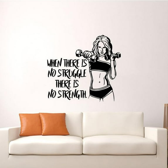 When There Is No Struggle There Is No Strength - Exercise Workout Quotes Fitness Quote Motivation Vinyl Wall Art Sticker Decal Home Gym Workout Area Fitness Sticker Decoration Size (18x20 inch)