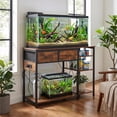 thumbnail image 1 of Strundghti 55-75 Gallon Fish Tank Stand with Power Outlet & 3-Tier Shelves – Aquarium Cabinet with Dual-Tank Bottom Shelf for Reptile Terrarium,  Brown, 1 of 6