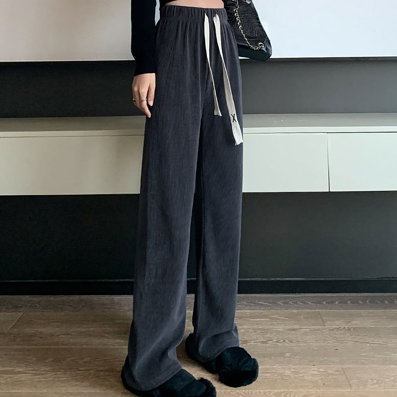 Strungten Women's Fashion All-match Casual Sports Thin And High Solid Color  Wide-leg Trousers wide leg pants for women 