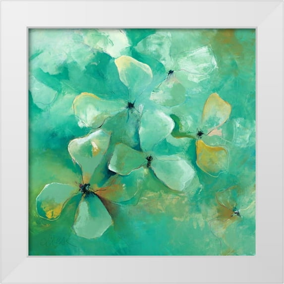 Strunk, Anne L. 26x26 White Modern Wood Framed Museum Art Print Titled - Floating Flowers