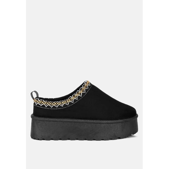 Struter Embroidered Platform Fur Classic Slip-On