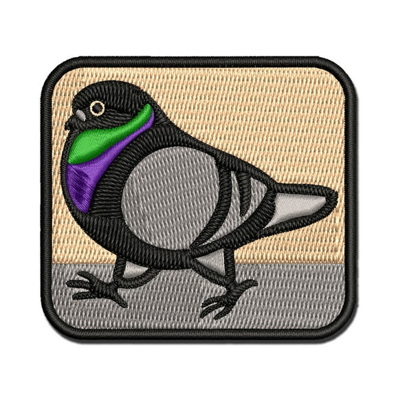 Strutting Common Rock Pigeon Bird Applique Multi-Color Embroidered Iron-On Patch - 2.0 Inch Mini
