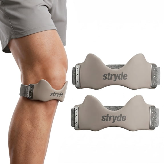 Stryde Precision Knee Strap - Adjustable Stryde Precision Strap for Running & Fitness. Breathable Stryde Knee Strap with Silicone Lock-Point Pad. Non-Slip Sports Brace, One Size (Gray, 2PCS)