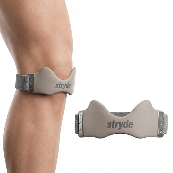 Stryde Precision Knee Strap - Adjustable Stryde Precision Strap for Running & Fitness. Breathable Stryde Knee Strap with Silicone Lock-Point Pad. Non-Slip Sports Brace, One Size (Gray, 1PCS)