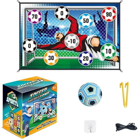 Stryka Skillzone - Football Accuracy Target Game, Foldable Flannel Mat Goals Toy with 1 Balls, Indoor/Outdoor Soccer Ball Game Set, Develop Hand-Eye Coordination (Blue)