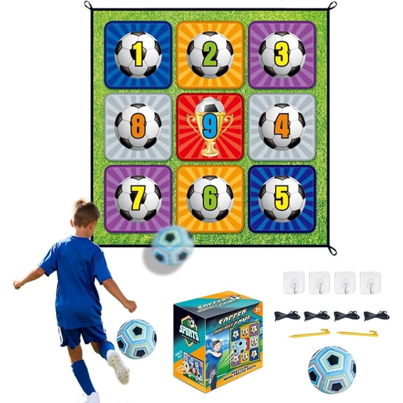 Stryka Skillzone- Football Accuracy Target Game, Indoor/Outdoor Football Game Set, Foldable Flannel Ball Pad Goal Toy (Square - Blue)