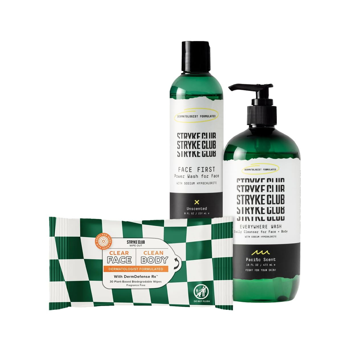 Stryke Club Starter Kit, 3Step HYZ01 Acne Treatment, Face and Body