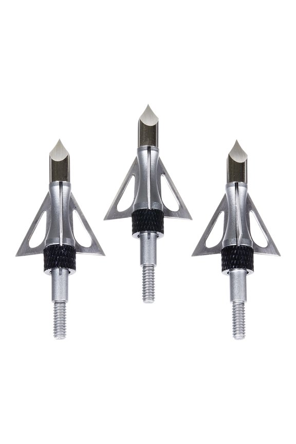 Impact Fixed Blade Broadhead, 100-Grain, 3-Pack, Aluminum and Steel, 14635, Silver
