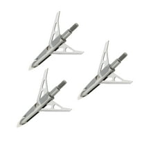 Stryke Rear Deploying Cut-On-Contact Archery Broadheads, 100-Grain, 3-Pack, Carbon Gray