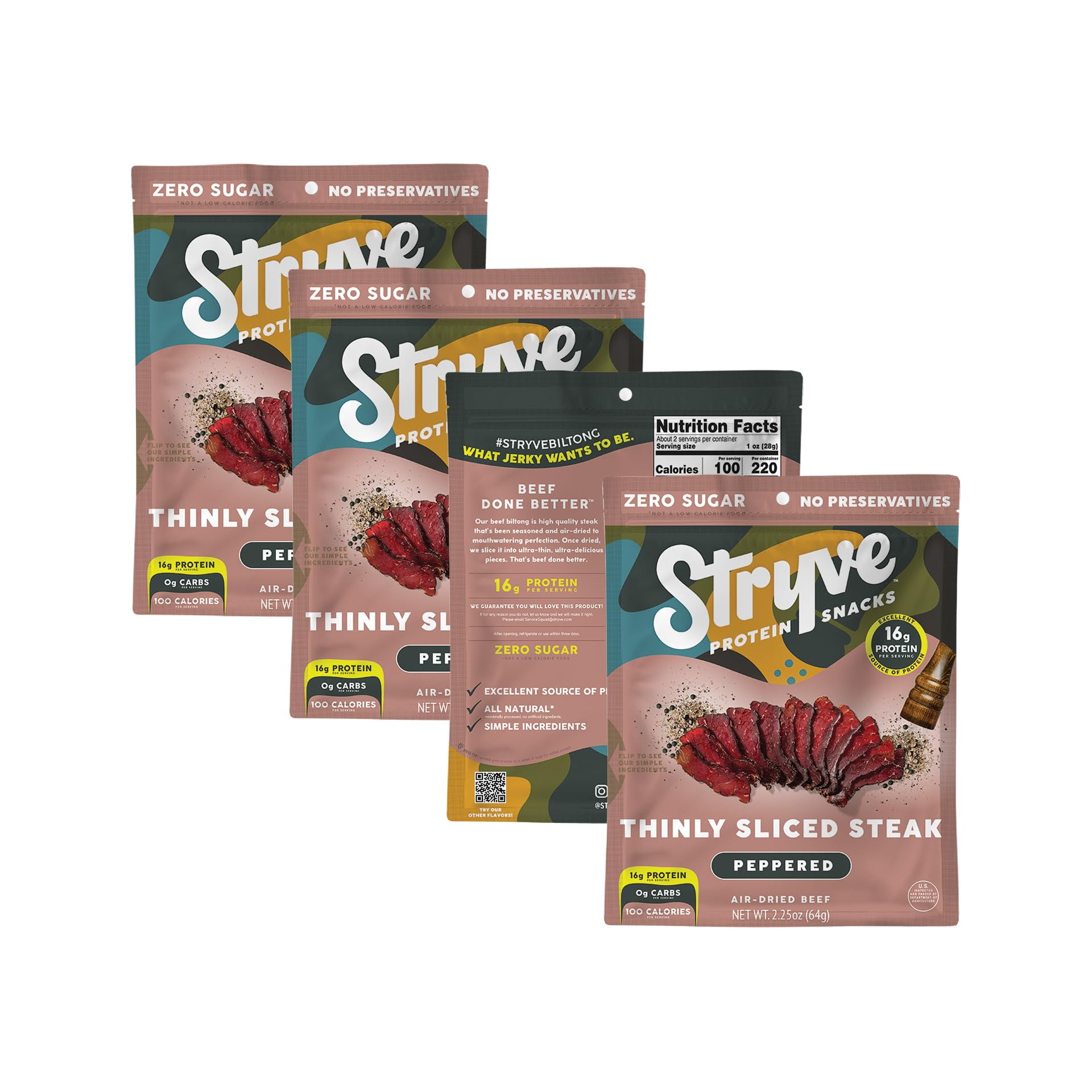Stryve Biltong, Beef Jerky CM31 without the Junky. 16g Protein, Sugar