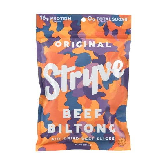 Stryve Zero Sugar Original Beef Biltong Beef Slices 8oz Resealable Bag