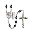 thumbnail image 1 of Sts. Cosmas & Damian / Doctors Silver-Plated Rosary 8x6mm Black Onyx Beads Crucifix Size 1 3/4 x 1 medal charm, 1 of 1