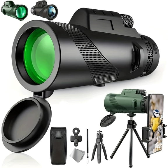 Stscope360 Monocular, Stethoscope 360 Monocular Scope Set for Adults Long Range, High-Definition Flash Telescope, for Bird Watching Camping Travelling Concert (Black-80 * 100)