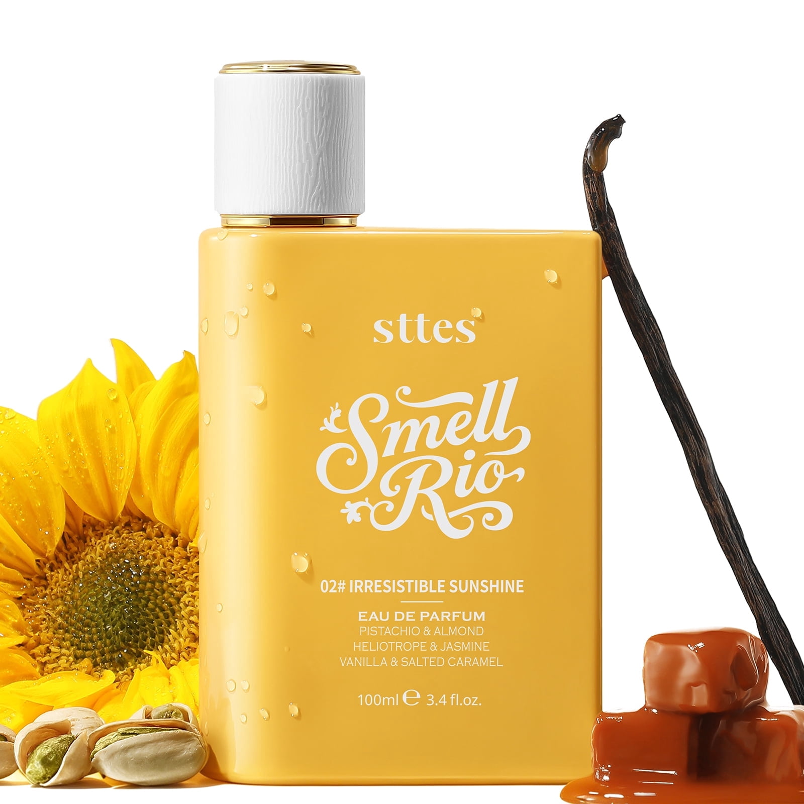 Sttes Smell Rio Perfume 02 Irresistible Sunshine for Women – Sweet Gourmand Eau de Parfum with Pistachio, Vanilla & Salted Caramel, 100ml / 3.4 fl oz