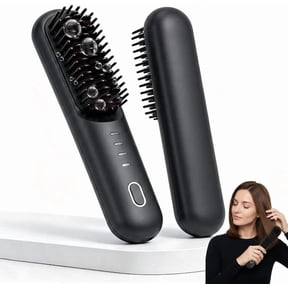 Sttlejura Cordless Hair Straightening Brush, Portable USB C Rechargeable Ceramic Styling Comb With 4 Temperature Settings, Negative Ion Travel Hair Straightener Brush