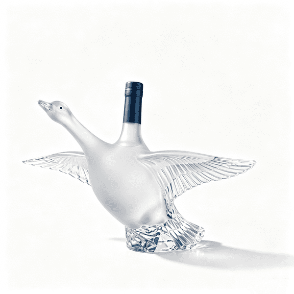 Sttlejura Frosted Goose Glass Wine Bottle, 350 ml 3D Sculpted Liquor Decanter for Vodka, Whiskey, Home Bar Decor and Party Gifts