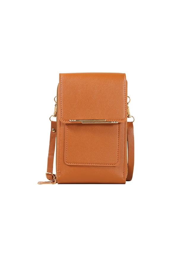 Touchscreen Phone Crossbody Bag for Women PU Leather Small Wallet Purse Transparent Window Anti Theft Messenger Pouch for Traveling Shopping Dating