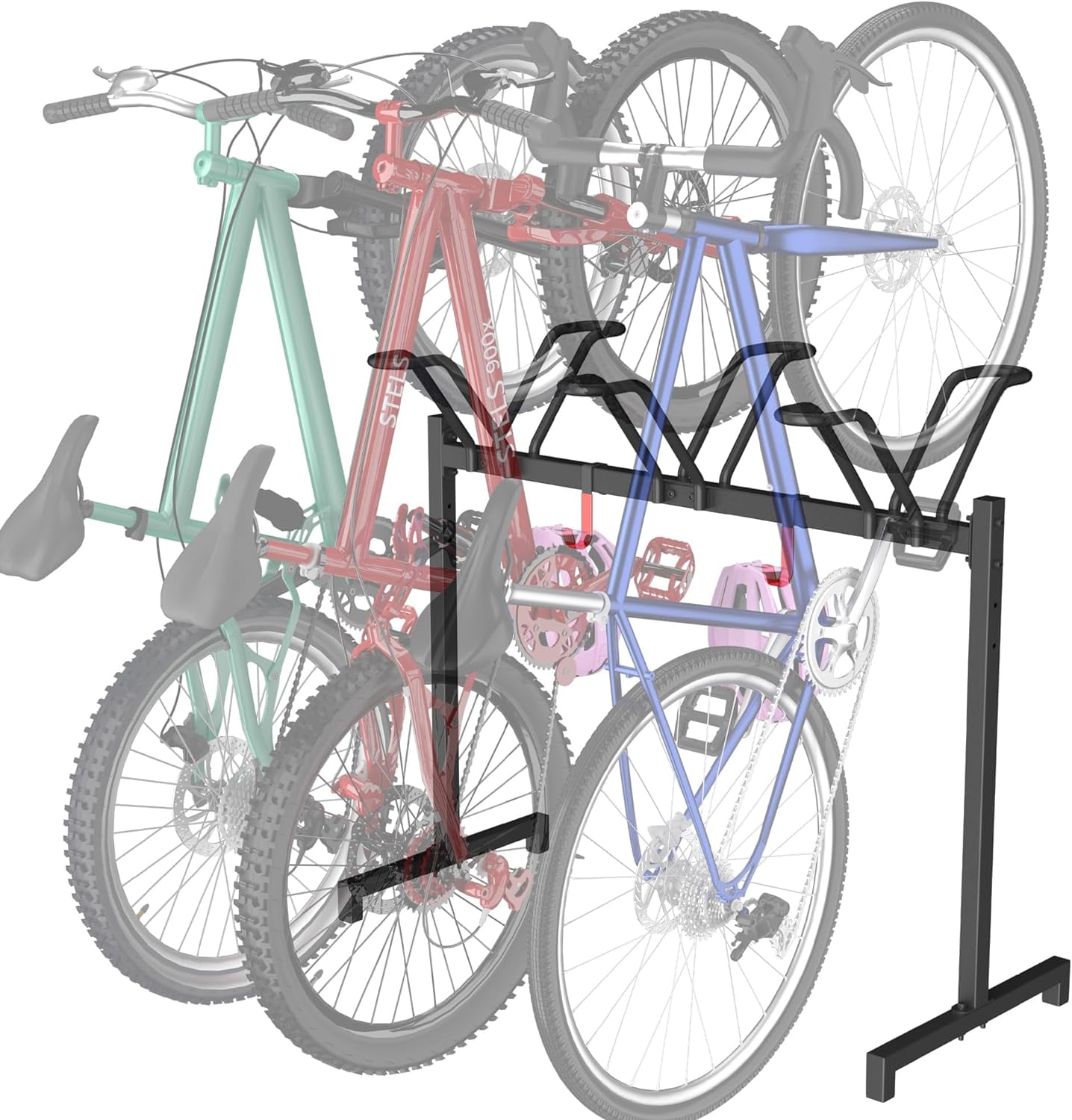 Sttoraboks Bike Storage Rack, Garage Bicycle Wall Mount Hanger with 8  hooks, Cycle Stand for 6 Bikes 