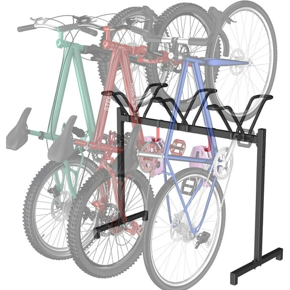 Sttoraboks Adjustable Bicycle Parking Rack with Hook, Storage Max Tire Width 2.5”, Black(3 Bicycle)