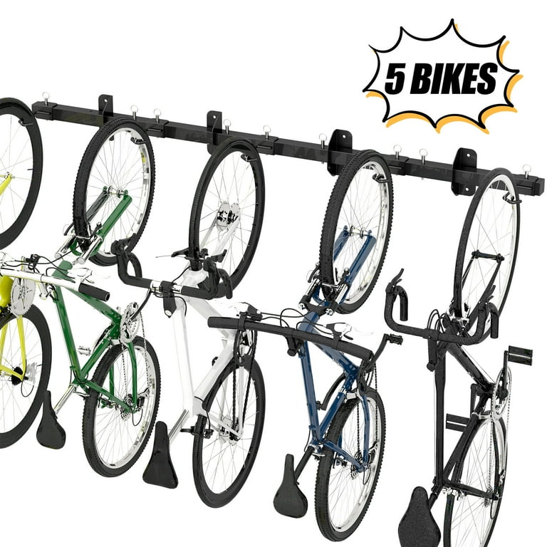 Sttoraboks Bike Storage Rack, Garage Wall Mount Hanger Holds 5 Bikes 