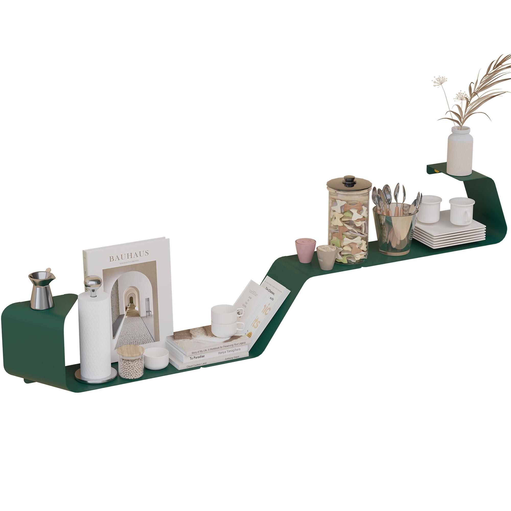 Sttoraboks Floating Shelves, Set of 3 Wall Mounted Metal Shelves, Green ...