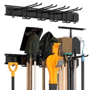 Sttoraboks Garage Tool Storage Rack, Heavy Duty Garage Storage Organizer Rack System Wall Mounted Tool with 6 double hooks, 2 rails