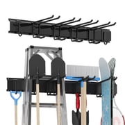 Sttoraboks Garage Tool Storage Rack, Heavy Duty Garage Storage Organizer Rack System Wall Mounted Tool with 6 double hooks, 2 rails