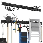 Sttoraboks Garage Tool Storage Rack, Tools Organizer Rack System Wall Mounted Tool Organization with 12 double hooks, 4 rails