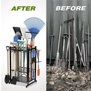 Sttoraboks 17-Inch Garden Tool Organizer with Storage Hooks, Yard Tool Rack for Garage Organization, Holds Up to 50 Tools