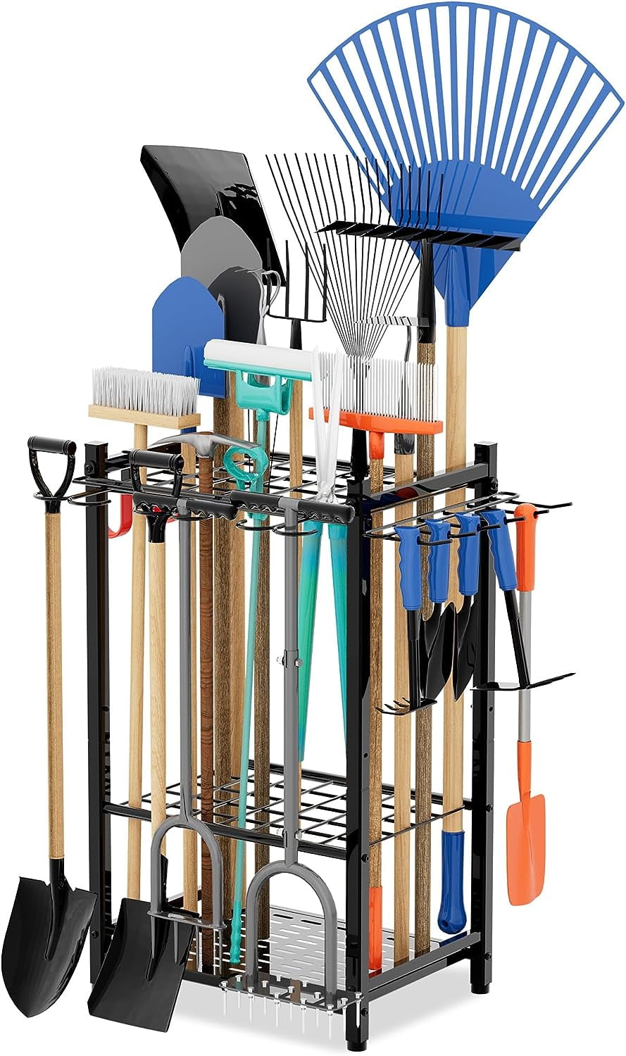 Sttoraboks Garden Tool Organizer with Storage Hooks, Yard Tool Tower Rack  for Garage Organization and Storage, Up to 50 Tools