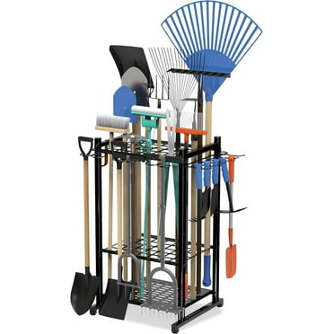 Sttoraboks 17-Inch Garden Tool Organizer with Storage Hooks, Yard Tool Rack for Garage Organization, Holds Up to 50 Tools