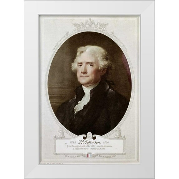 Stuart, Gilbert 18x24 White Modern Wood Framed Museum Art Print Titled - Thomas Jefferson