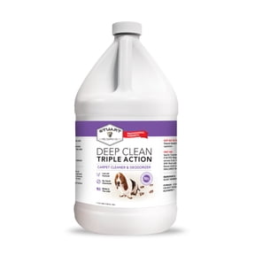 Stuart Pet Supply Co. Professional Strength Deep Clean 3X Carpet Cleaner Solution & Deodorizer, Concentrated Encapsulating Carpet Shampoo, Pet Odor & Dirty Carpet Cleaning Solution Gallon Size