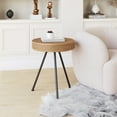 thumbnail image 1 of Stuart Side Table Natural End Table, Modern Style, Synthetic Rattan Weave 100% Polyethylene round shape tabletop, Steel, Indoor Living, 1 of 2