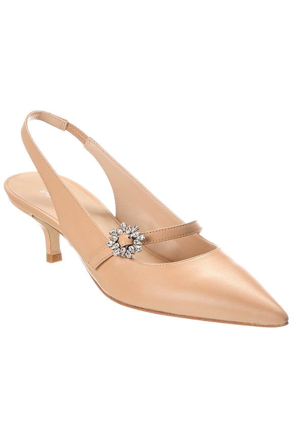 Aura Mary Jane Leather Slingback Pump, 9, Beige