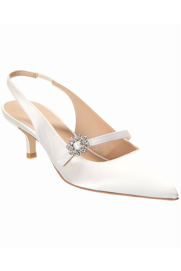 Aura Mary Jane Satin Slingback Pump, 8.5, White