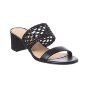 Stuart Weitzman Briar Block 50 Leather Sandal, 9, Black