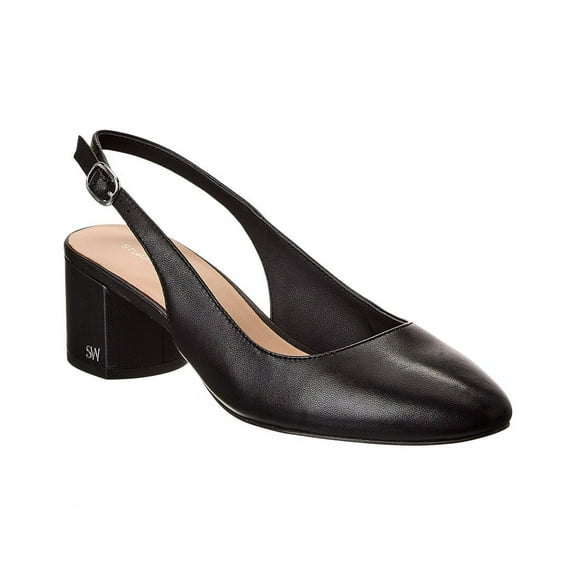 Stuart Weitzman Bridgt 50 Leather Slingback Pump, 6.5, Black