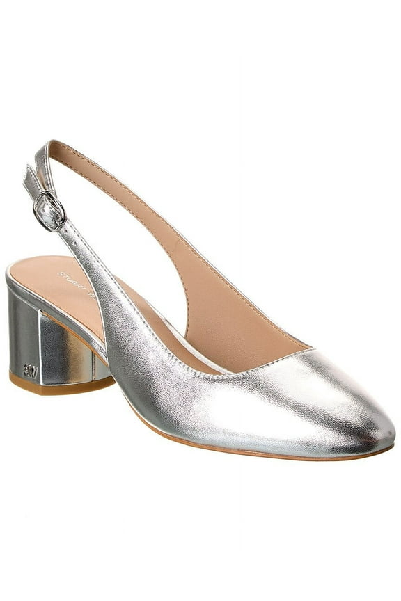 Bridgt 50 Leather Slingback Pump, 6.5, Silver
