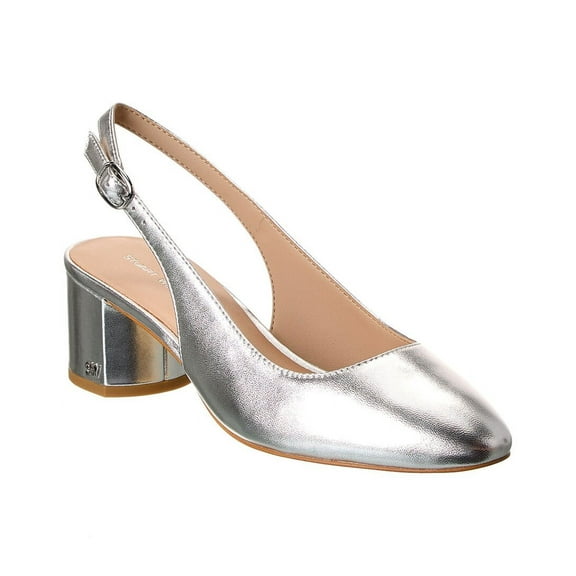 Stuart Weitzman Bridgt 50 Leather Slingback Pump, 8, Silver