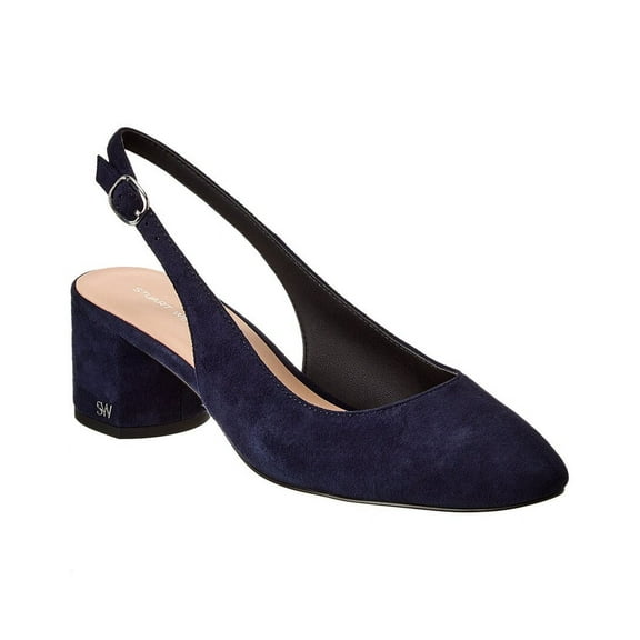 Stuart Weitzman Bridgt 50 Suede Slingback Pump, 6.5, Blue
