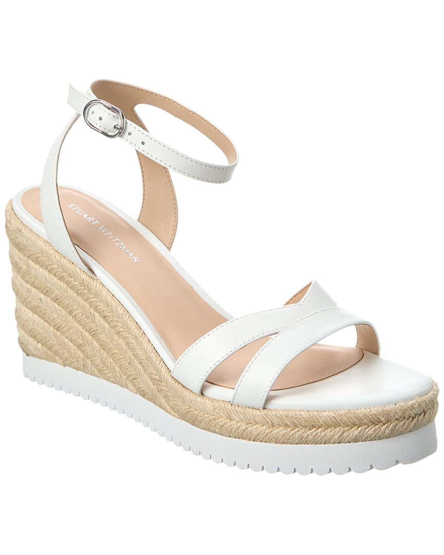 Stuart Weitzman Catlina Leather Espadrille Wedge, 6.5, White - Walmart.com
